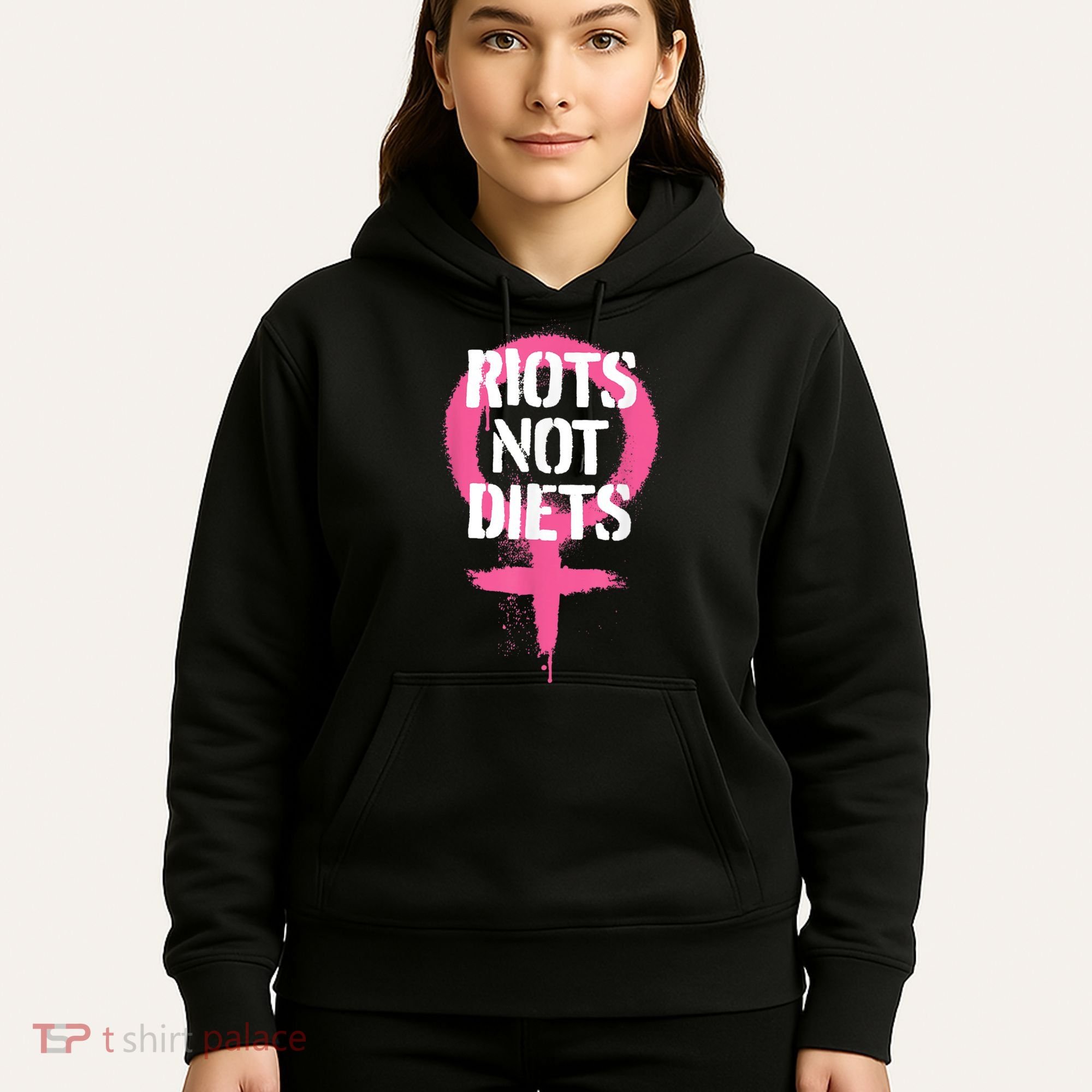 Riots Not Diets Feminist Punk Graphic Hoodie