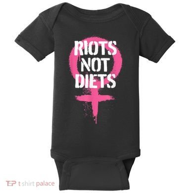 Riots Not Diets Feminist Punk Graphic Baby Bodysuit
