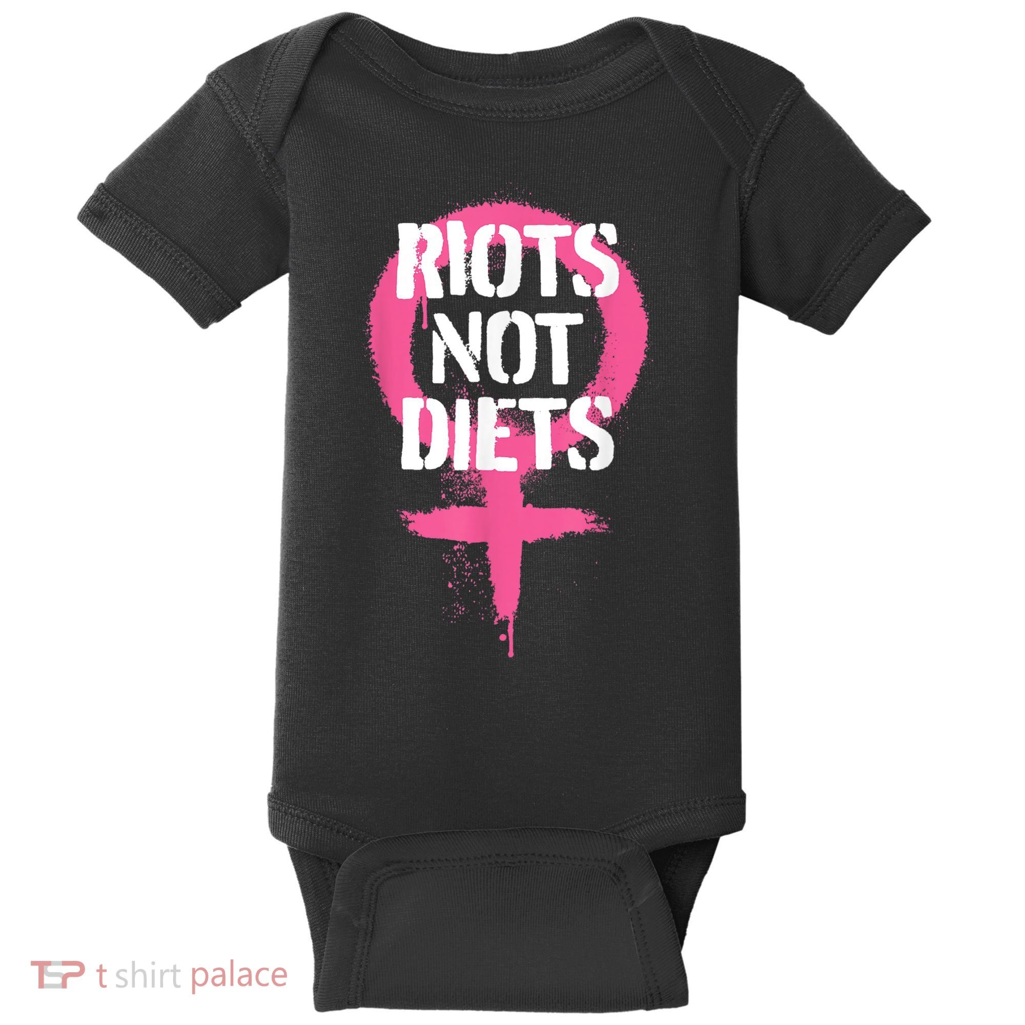 Riots Not Diets Feminist Punk Graphic Baby Bodysuit