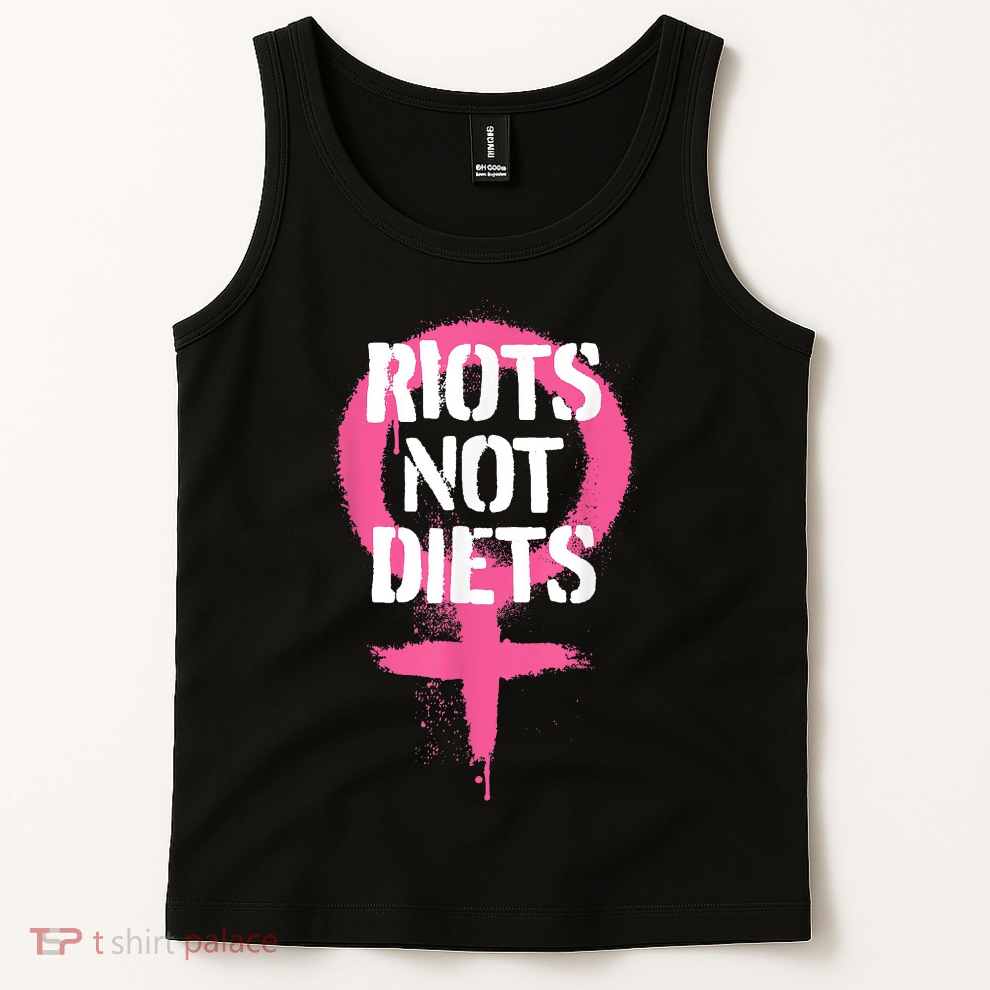 Riots Not Diets Feminist Punk Graphic Tank Top