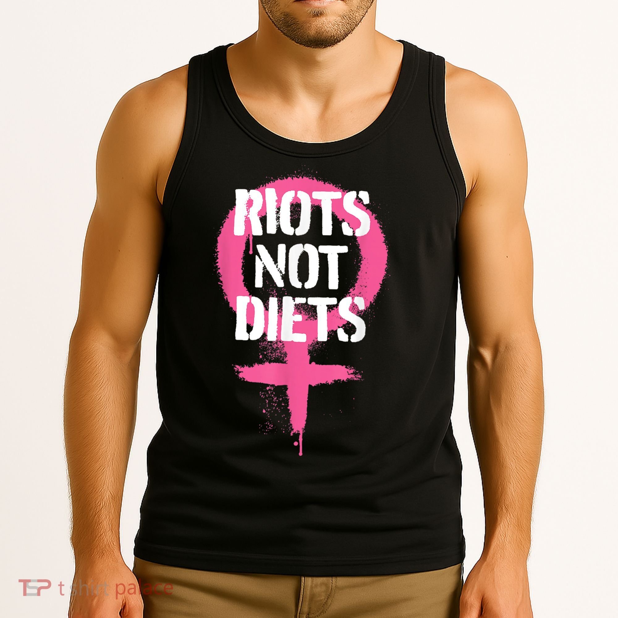 Riots Not Diets Feminist Punk Graphic Tank Top