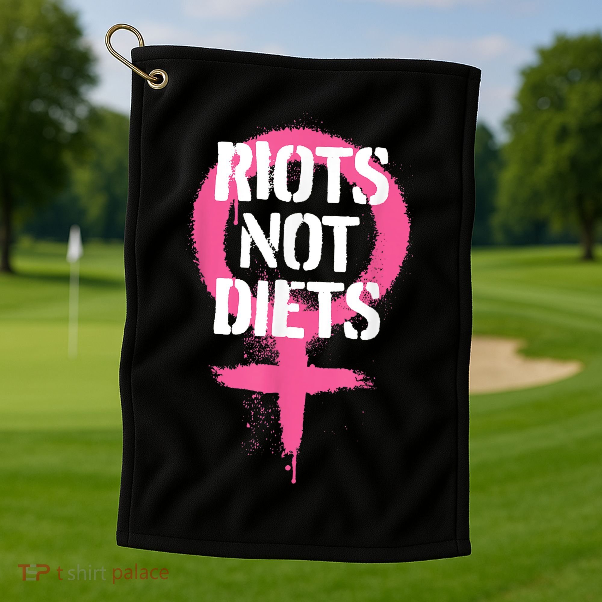 Riots Not Diets Feminist Punk Graphic Golf Towel