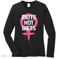 Riots Not Diets Feminist Punk Graphic Women's Long Sleeve Shirt thumb 0