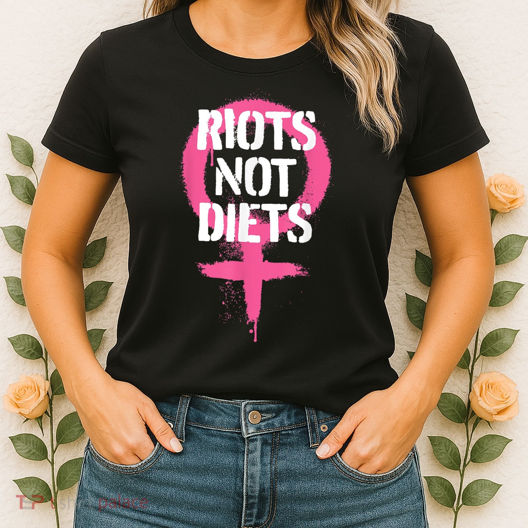 Riots Not Diets Feminist Punk Graphic Women's T-Shirt