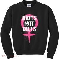 Riots Not Diets Feminist Punk Graphic Kids Sweatshirt thumb 0