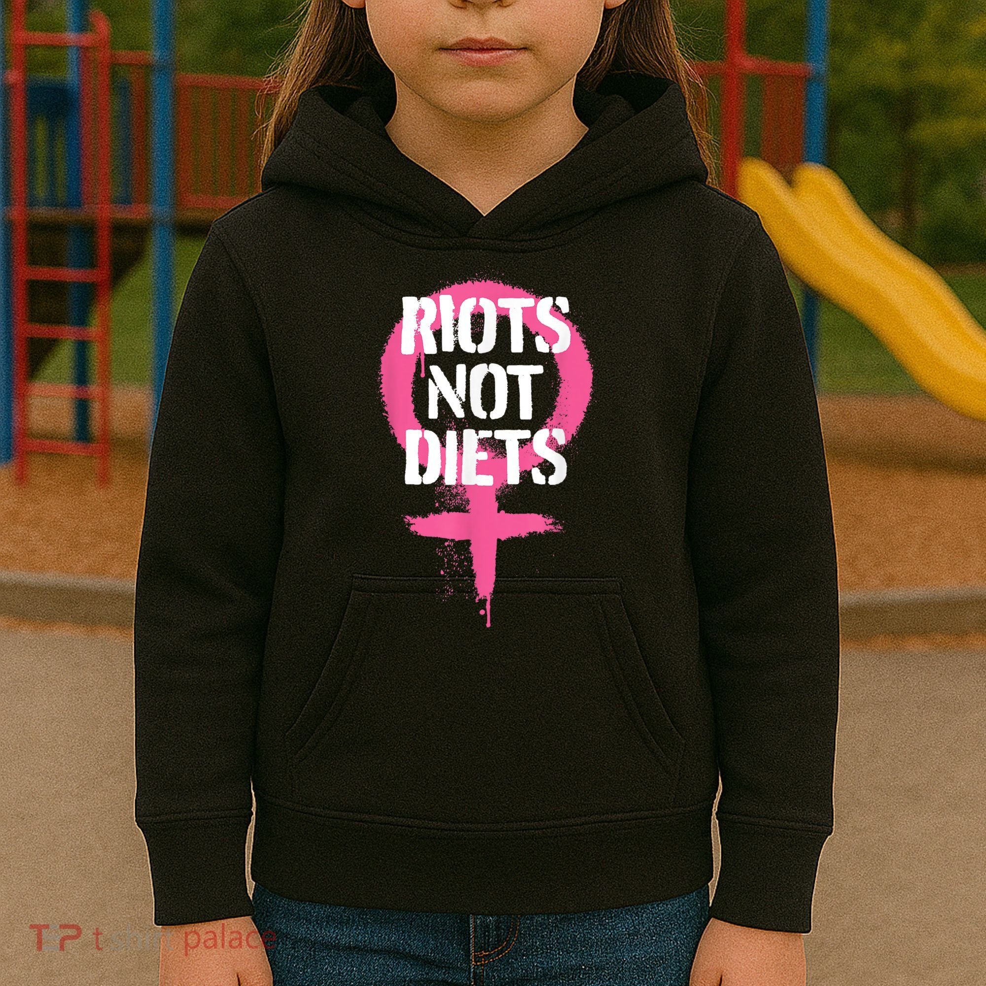 Riots Not Diets Feminist Punk Graphic Kids Hoodie