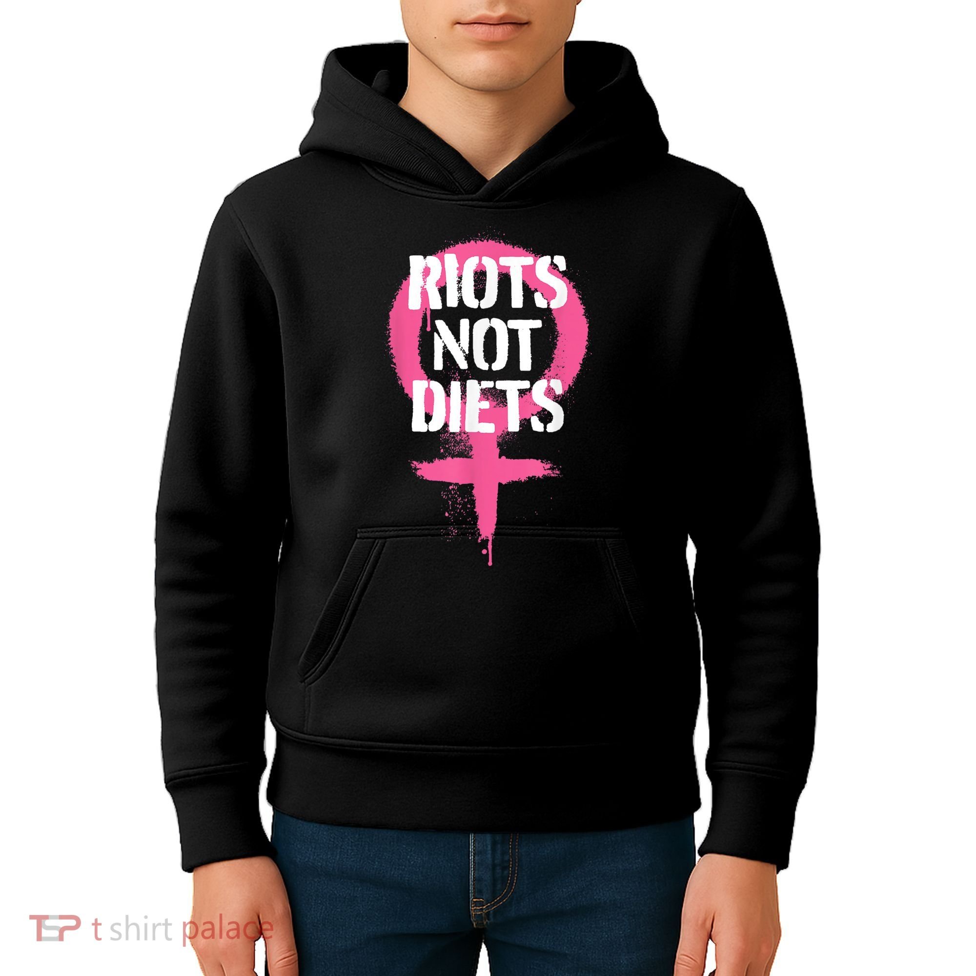 Riots Not Diets Feminist Punk Graphic Kids Hoodie