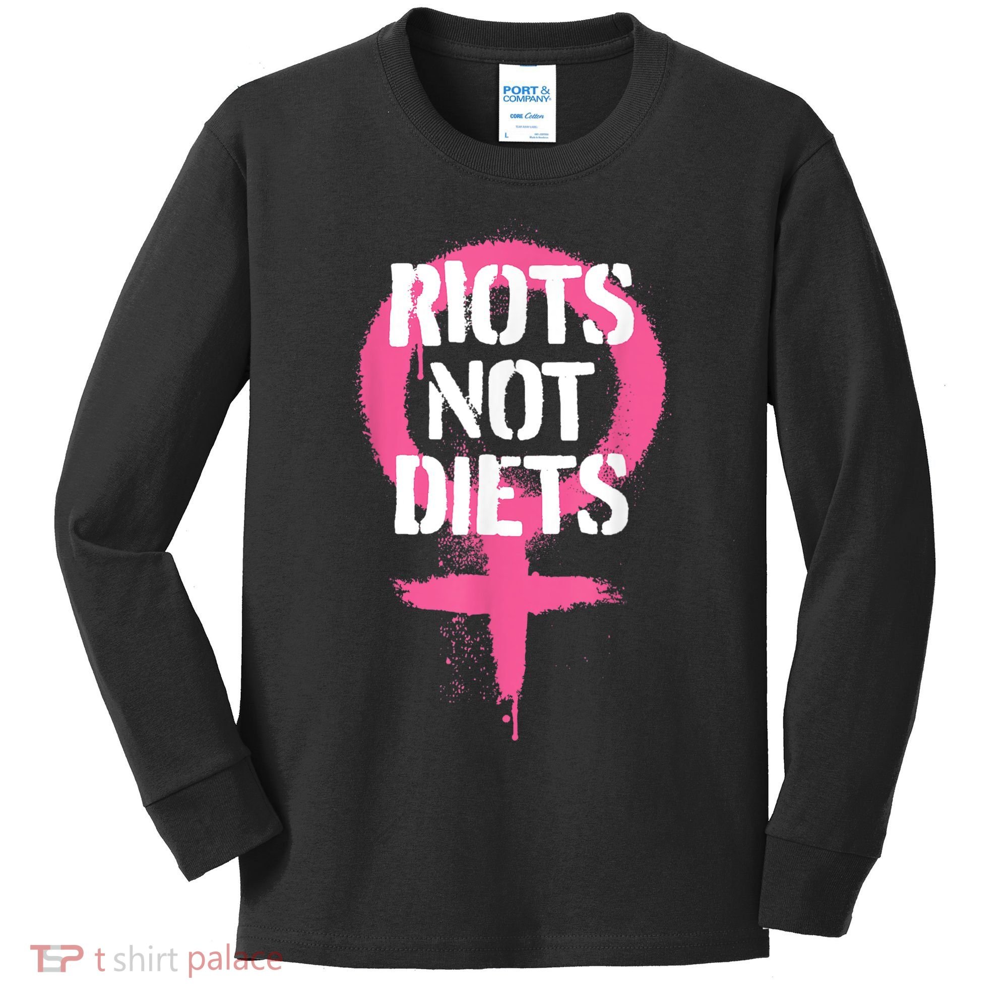 Riots Not Diets Feminist Punk Graphic Kids Long Sleeve Shirt