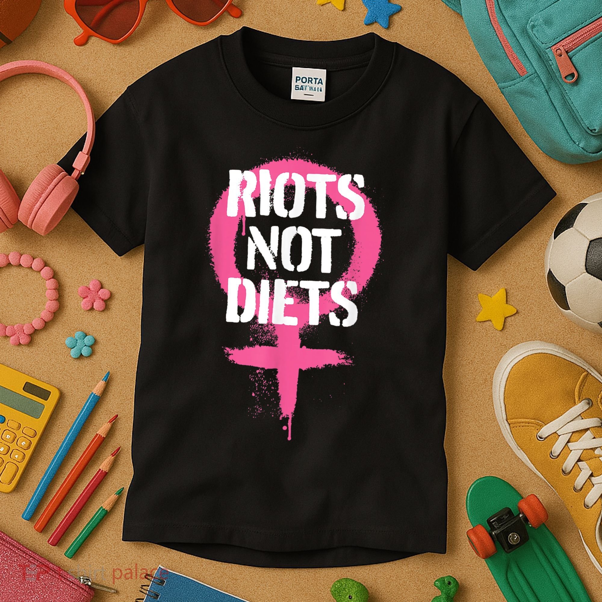 Riots Not Diets Feminist Punk Graphic Kids T-Shirt