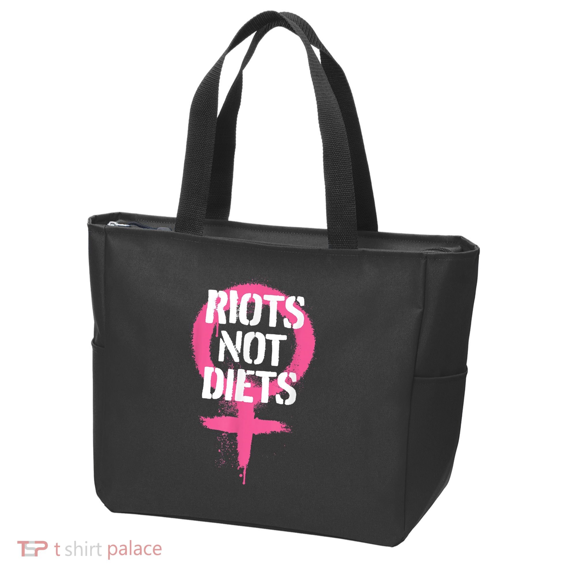 Riots Not Diets Feminist Punk Graphic Tote Bag