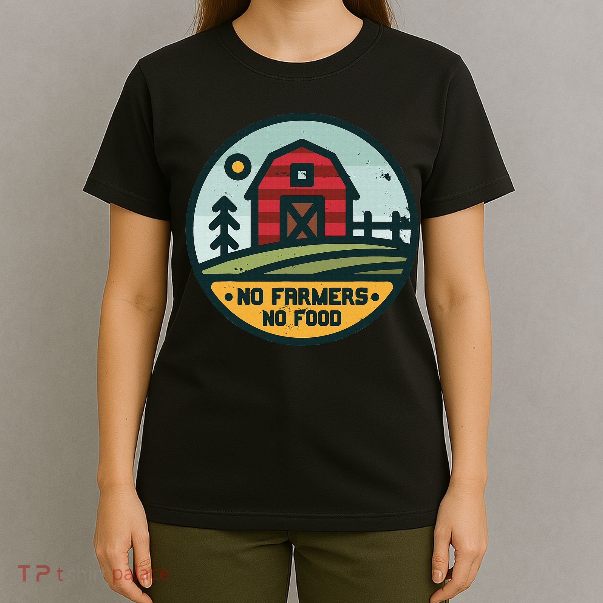 Retro No Farming No Food No Farmers Funny Farm Lovers  T-Shirt