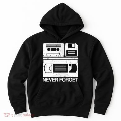 Retro Never Forget Cassette Floppy Disk Vhs Tape Hoodie
