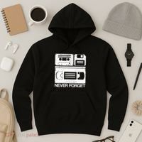 Retro Never Forget Cassette Floppy Disk Vhs Tape Hoodie thumb 3
