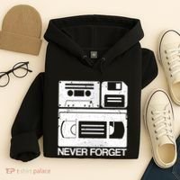 Retro Never Forget Cassette Floppy Disk Vhs Tape Hoodie thumb 4