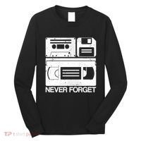 Retro Never Forget Cassette Floppy Disk Vhs Tape Long Sleeve Shirt thumb 0