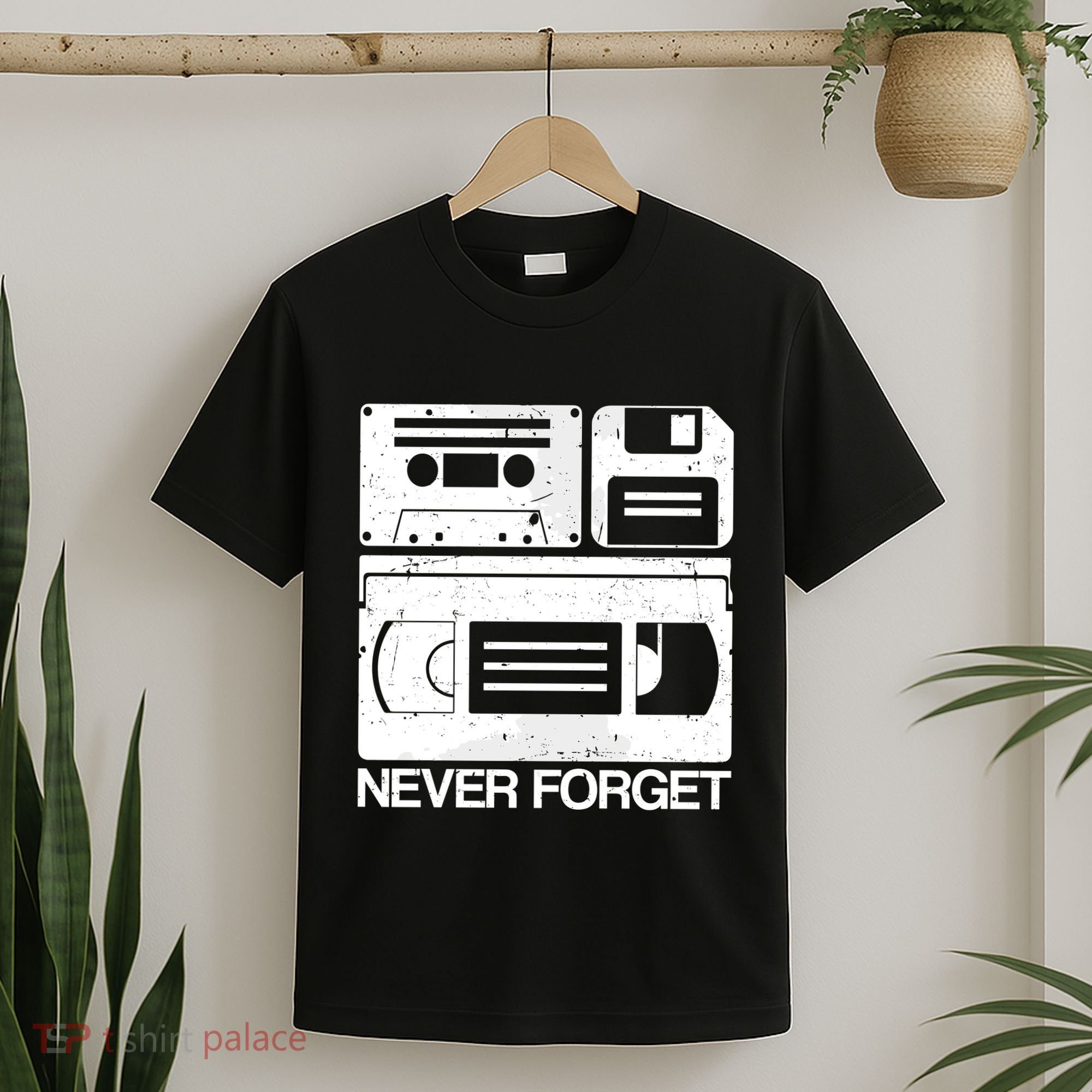Retro Never Forget Cassette Floppy Disk Vhs Tape T-Shirt