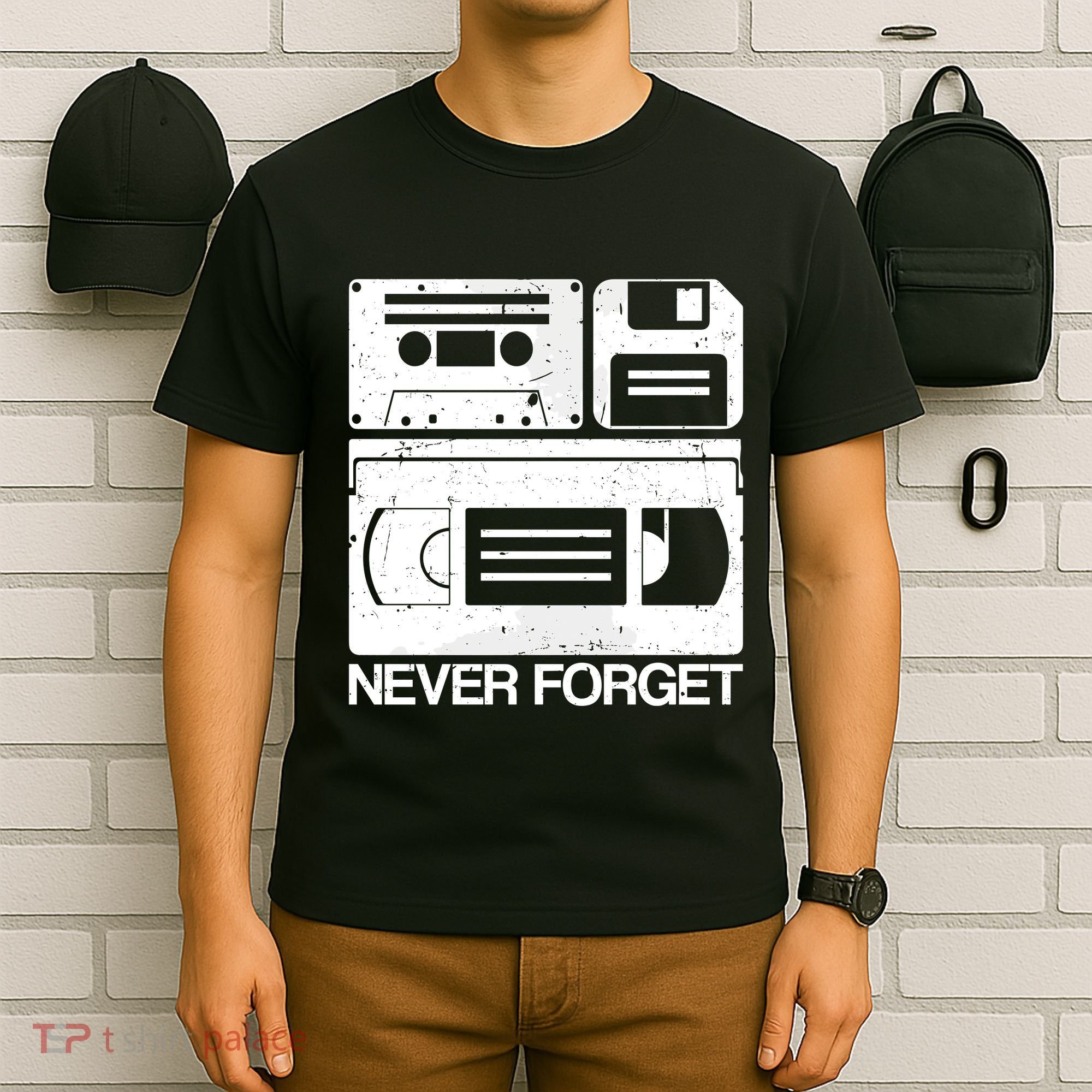 Retro Never Forget Cassette Floppy Disk Vhs Tape T-Shirt