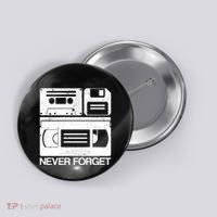 Retro Never Forget Cassette Floppy Disk Vhs Tape Button thumb 0