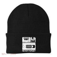 Retro Never Forget Cassette Floppy Disk Vhs Tape Beanie thumb 0