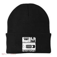Retro Never Forget Cassette Floppy Disk Vhs Tape Beanie thumb 0