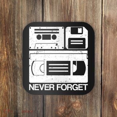 Retro Never Forget Cassette Floppy Disk Vhs Tape Coaster