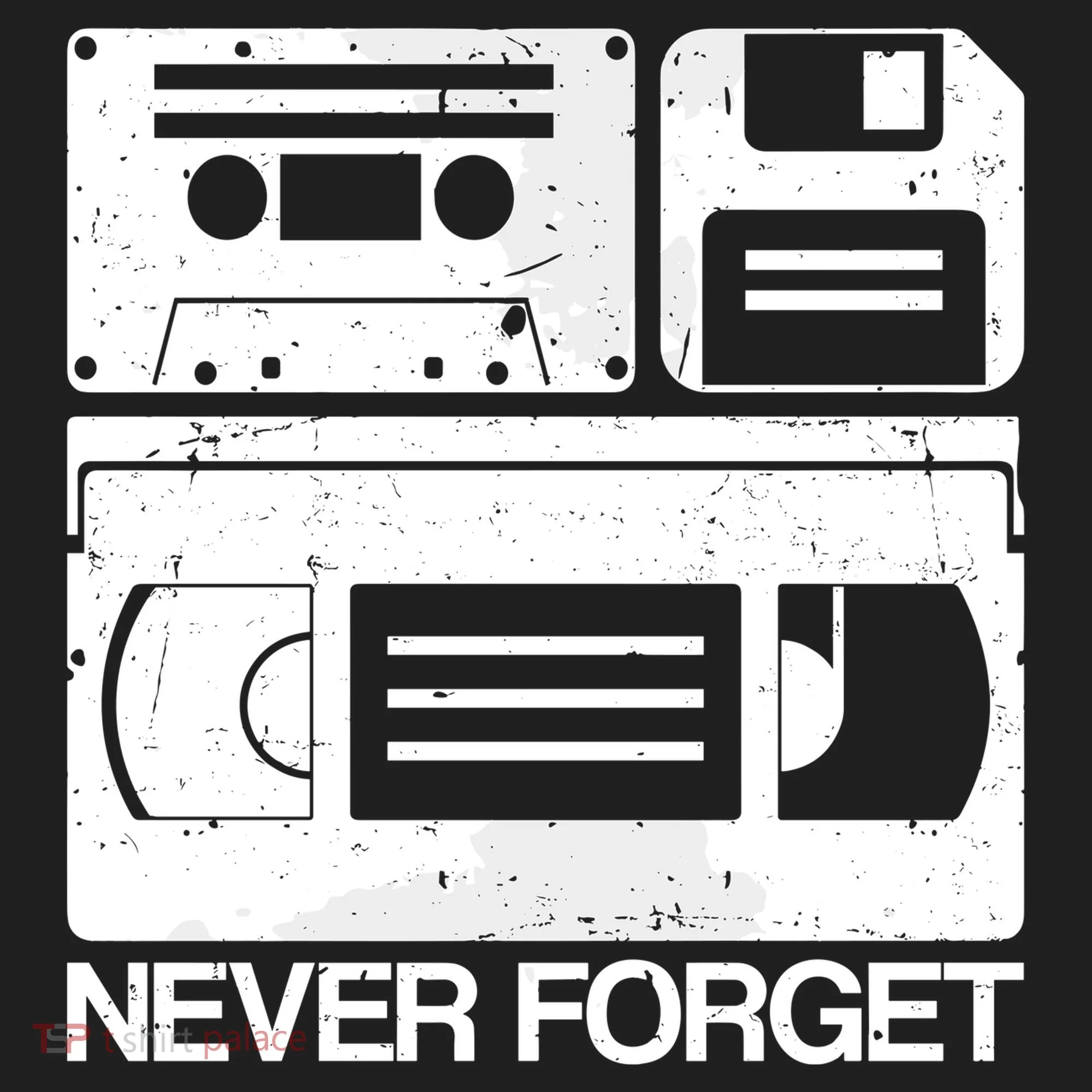 Retro Never Forget Cassette Floppy Disk Vhs Tape Hat
