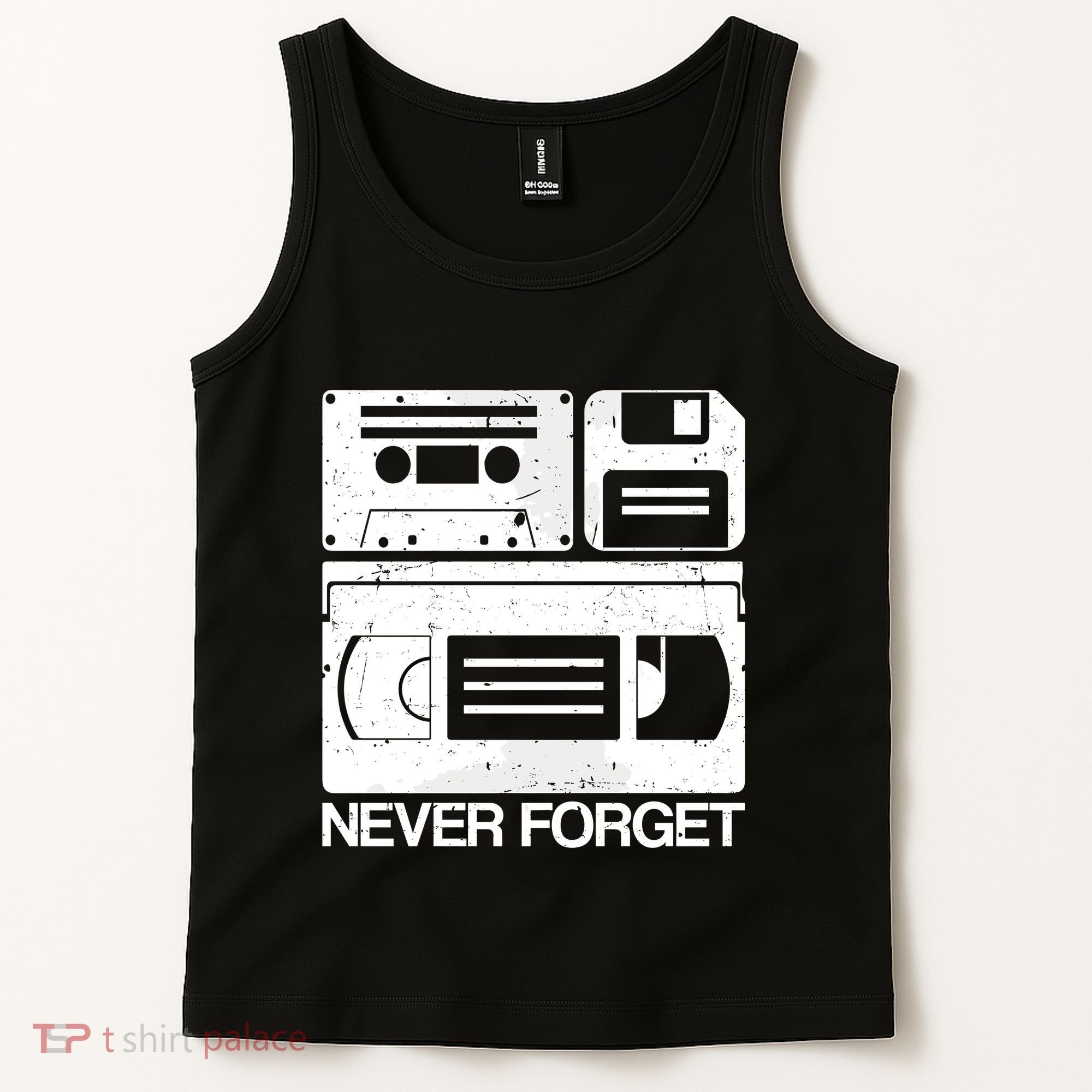 Retro Never Forget Cassette Floppy Disk Vhs Tape Tank Top