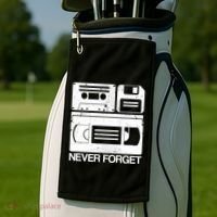 Retro Never Forget Cassette Floppy Disk Vhs Tape Golf Towel thumb 2