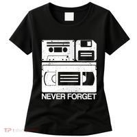 Retro Never Forget Cassette Floppy Disk Vhs Tape Women's T-Shirt thumb 0