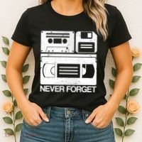 Retro Never Forget Cassette Floppy Disk Vhs Tape Women's T-Shirt thumb 2