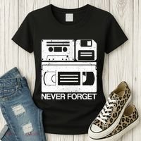Retro Never Forget Cassette Floppy Disk Vhs Tape Women's T-Shirt thumb 3
