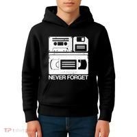 Retro Never Forget Cassette Floppy Disk Vhs Tape Kids Hoodie thumb 4