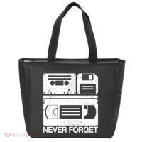 Retro Never Forget Cassette Floppy Disk Vhs Tape Tote Bag thumb 0