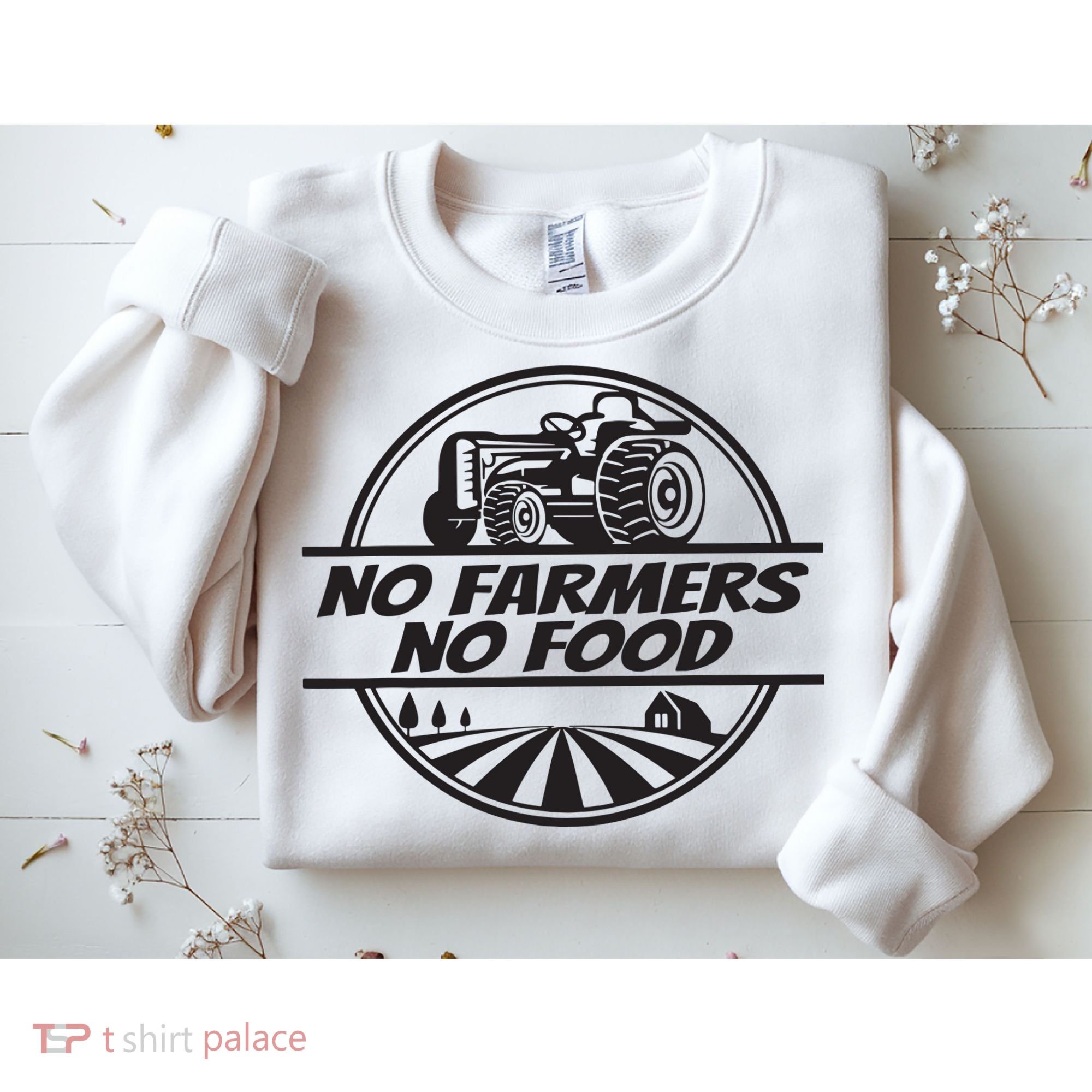 Retro No Farmers No Food Support Local Foods Farmer Sweatshirt