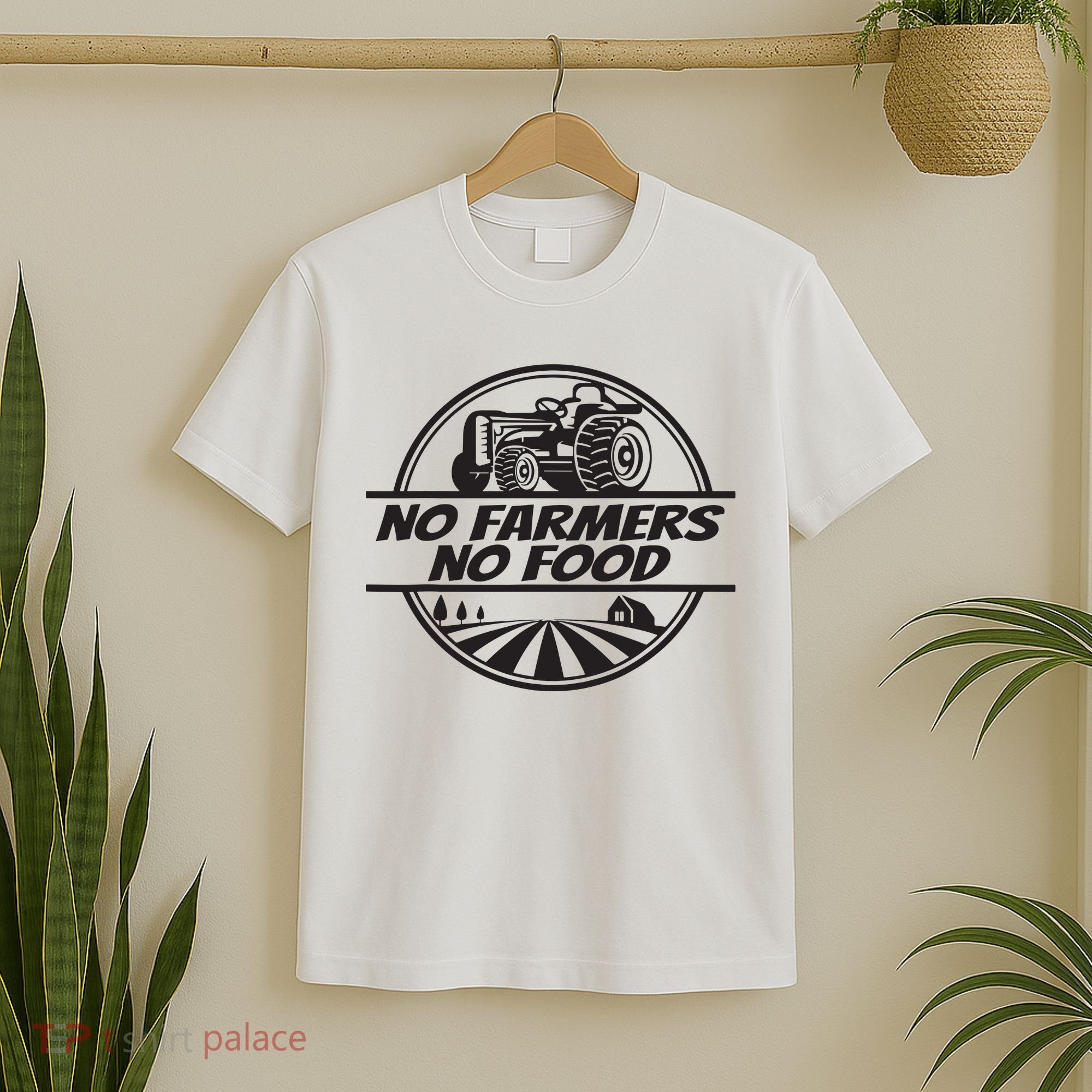 Retro No Farmers No Food Support Local Foods Farmer T-Shirt
