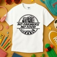 Retro No Farmers No Food Support Local Foods Farmer Kids T-Shirt thumb 3