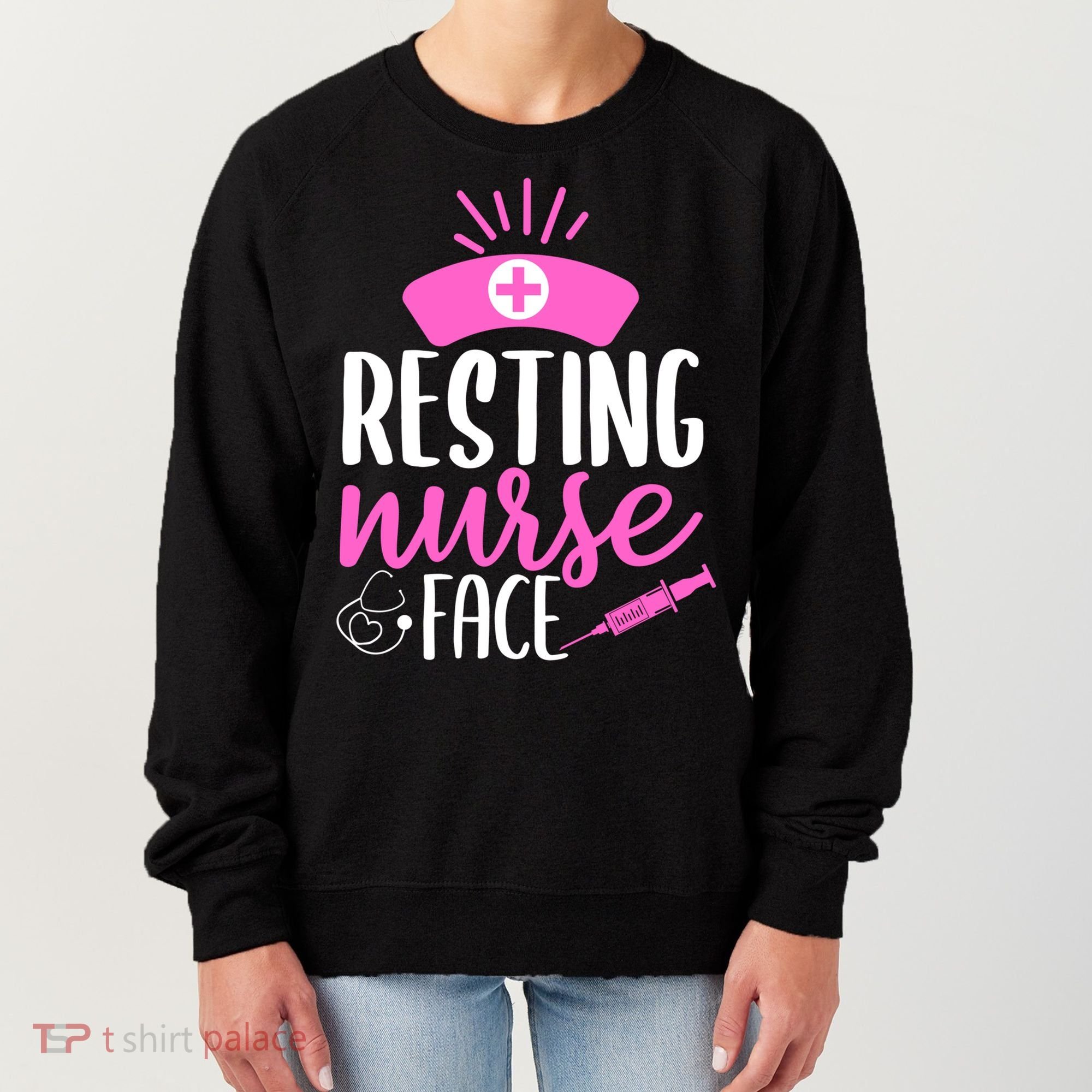 Resting Nurse Face Nurselife Heartbeats Nursing Halloween Cool Gift Women's Sweatshirt
