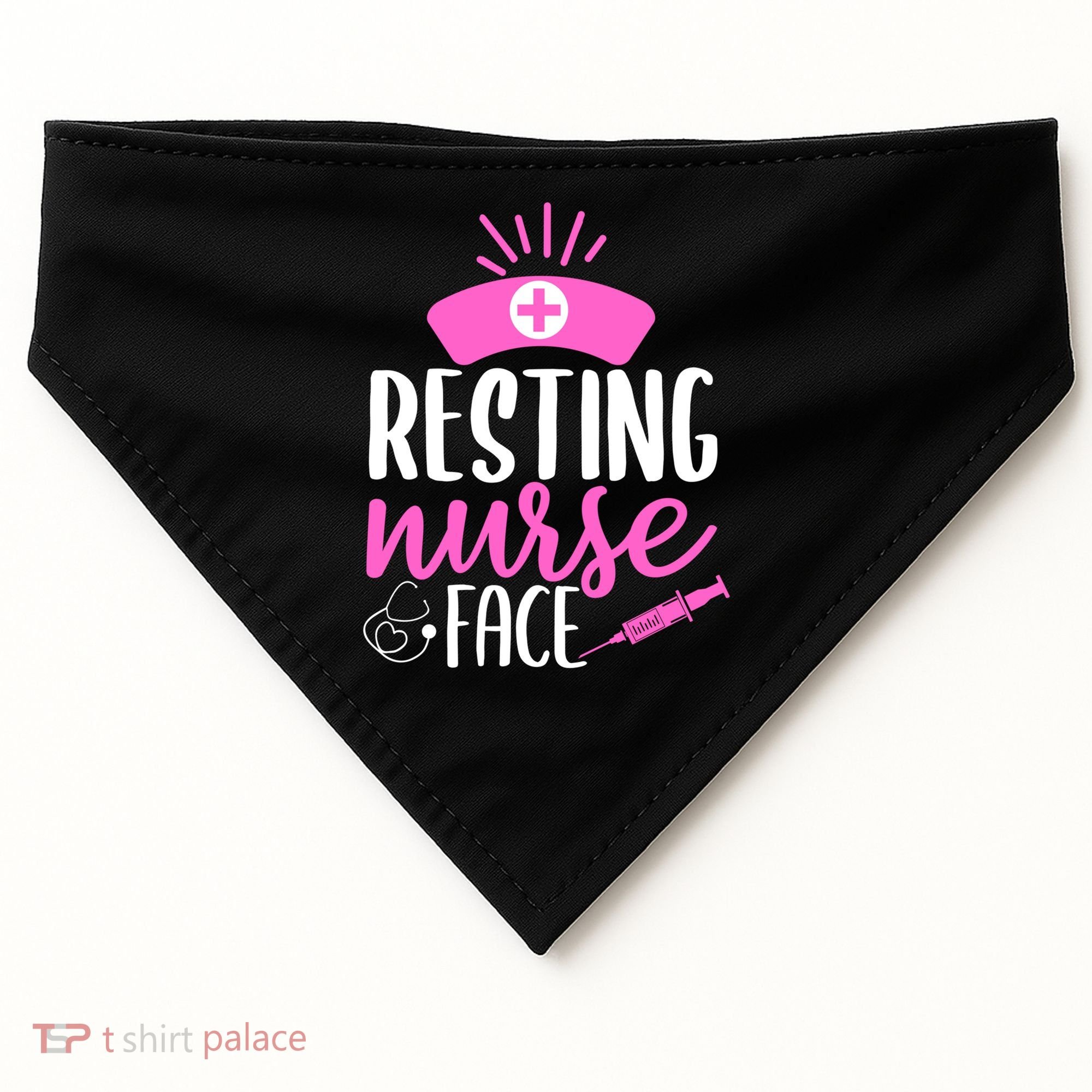 Resting Nurse Face Nurselife Heartbeats Nursing Halloween Cool Gift USA-Made Doggie Bandana