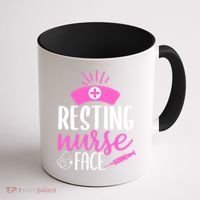 Resting Nurse Face Nurselife Heartbeats Nursing Halloween Cool Gift Coffee Mug thumb 1