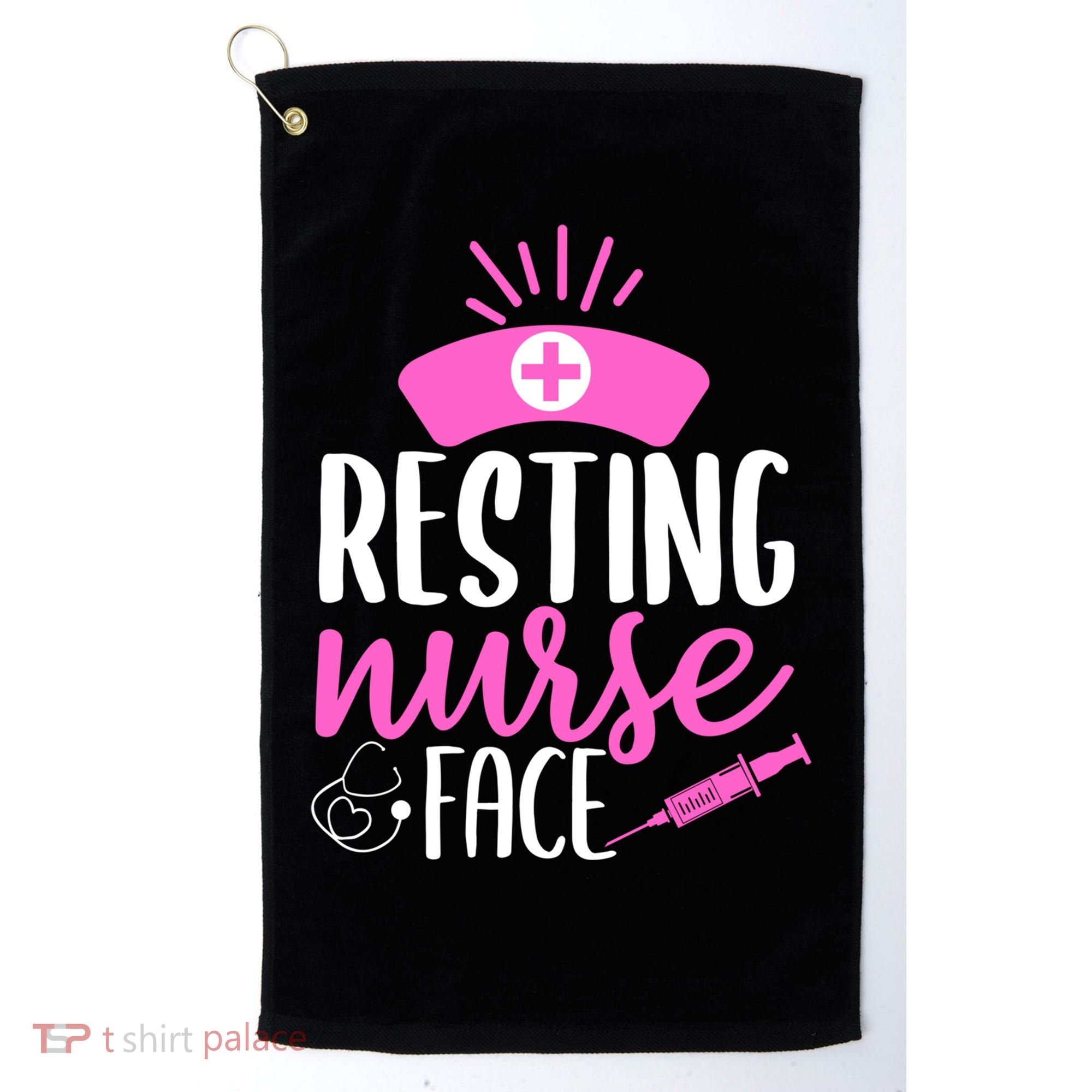 Resting Nurse Face Nurselife Heartbeats Nursing Halloween Cool Gift Golf Towel