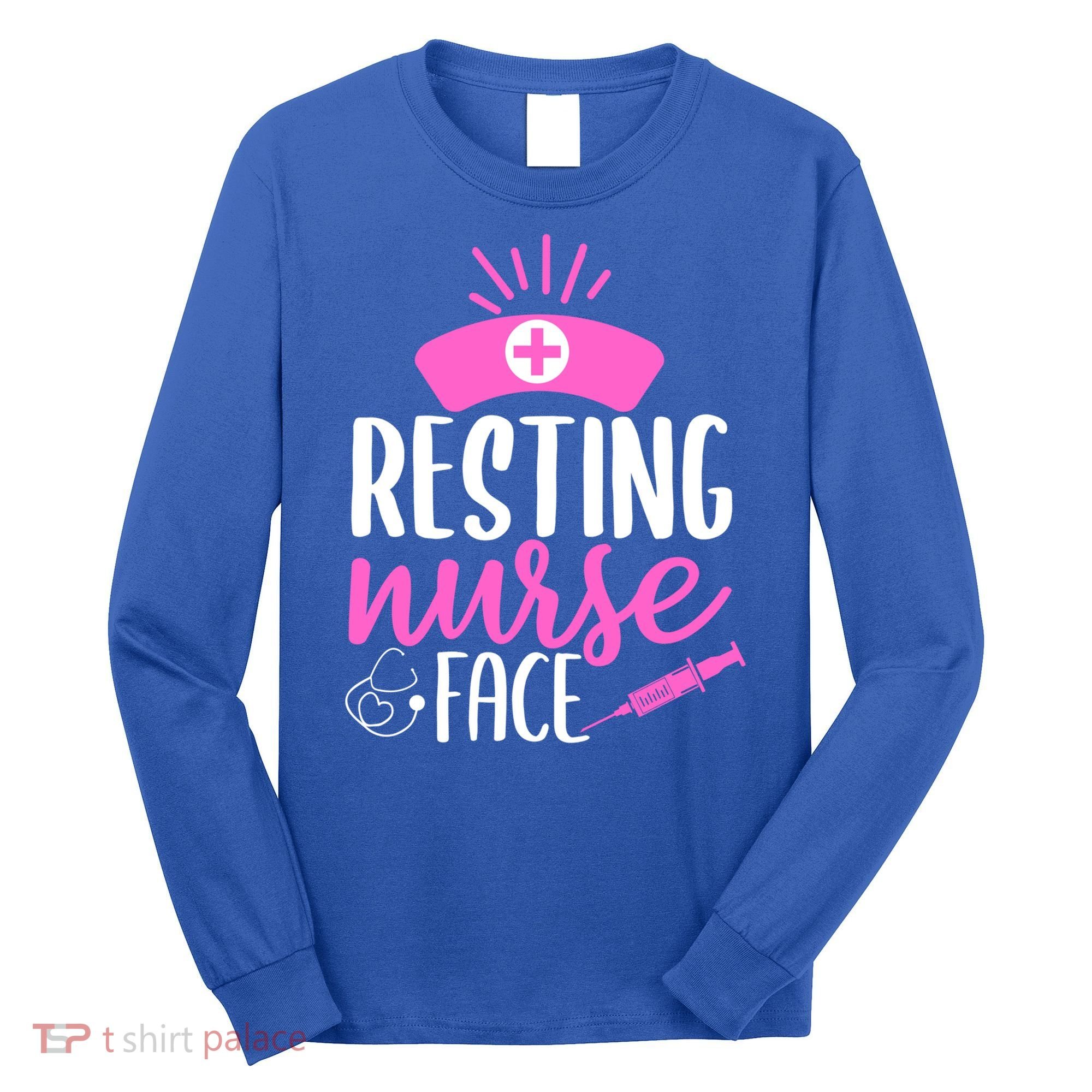 Resting Nurse Face Nurselife Heartbeats Nursing Halloween Cool Gift Long Sleeve Shirt