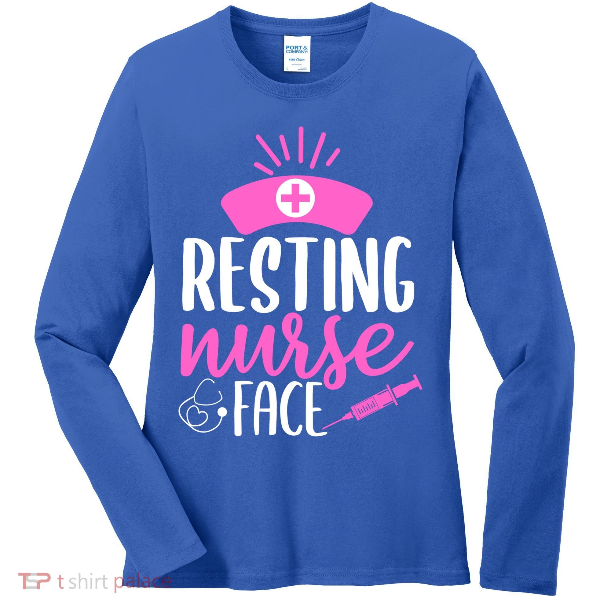 Resting Nurse Face Nurselife Heartbeats Nursing Halloween Cool Gift Women's Long Sleeve Shirt