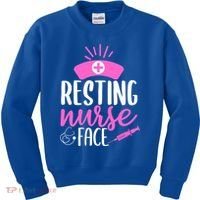 Resting Nurse Face Nurselife Heartbeats Nursing Halloween Cool Gift Kids Sweatshirt thumb 0