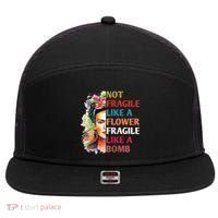 retro Not Fragile Like A Flower Fragile Like A Bomb For 7 Panel Mesh Trucker Snapback Hat thumb 0