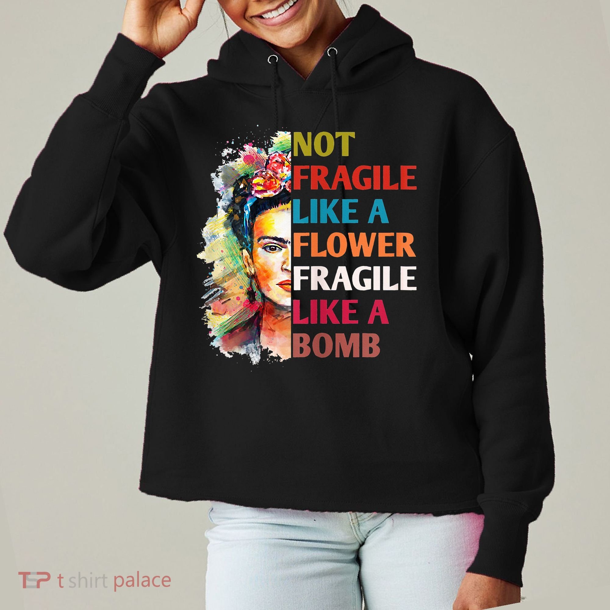 retro Not Fragile Like A Flower Fragile Like A Bomb For Ladies Heavyweight Boxy Pullover Hoodie