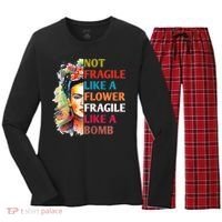 retro Not Fragile Like A Flower Fragile Like A Bomb For Women's Long Sleeve Flannel Pajama Set  thumb 0