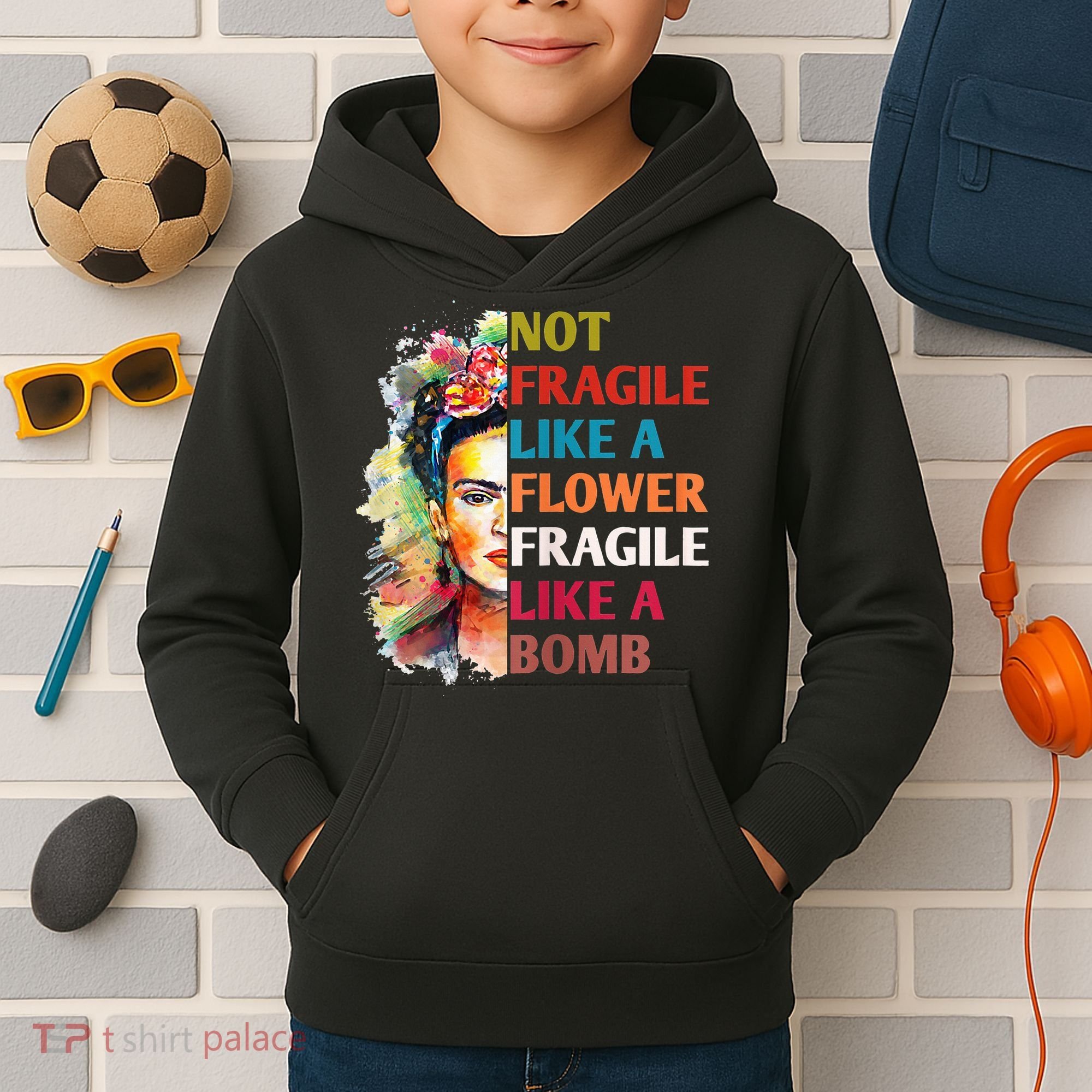 retro Not Fragile Like A Flower Fragile Like A Bomb For Kids Hoodie