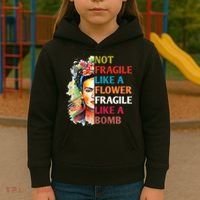 retro Not Fragile Like A Flower Fragile Like A Bomb For Kids Hoodie thumb 3