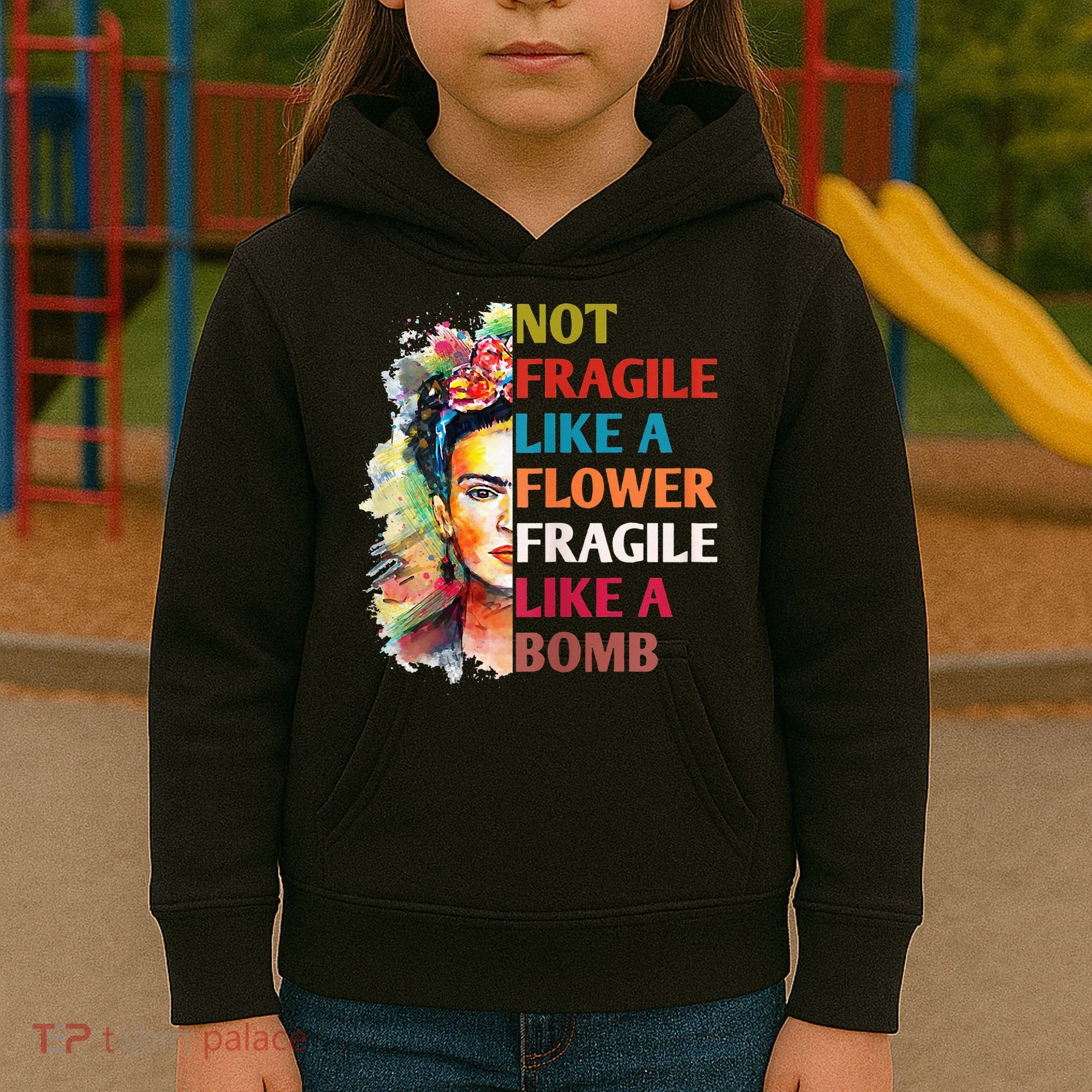 retro Not Fragile Like A Flower Fragile Like A Bomb For Kids Hoodie