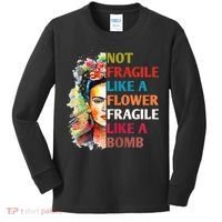 retro Not Fragile Like A Flower Fragile Like A Bomb For Kids Long Sleeve Shirt thumb 0